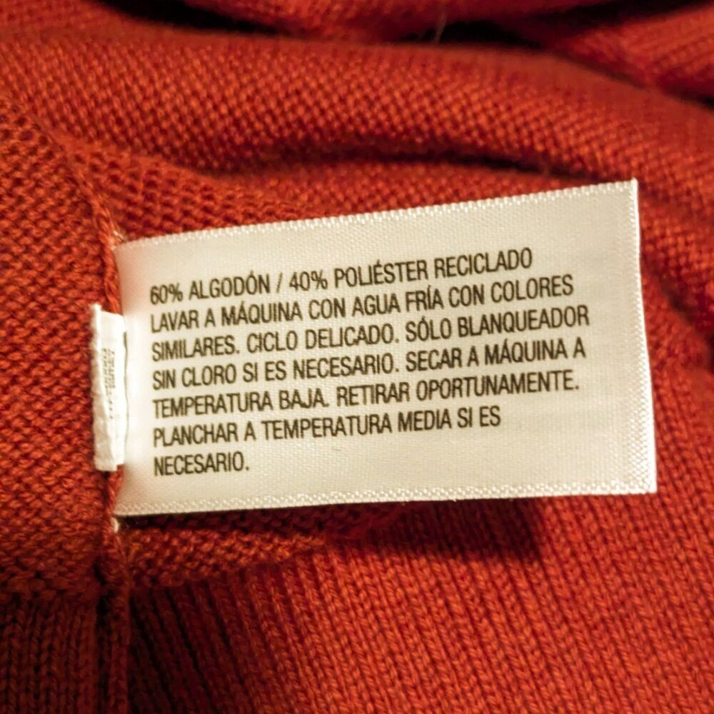 Goodfellow Mens Sweater Large 3D Knit Soft Cotton Red Orange Rust Fall Autumn - Picture 6 of 7